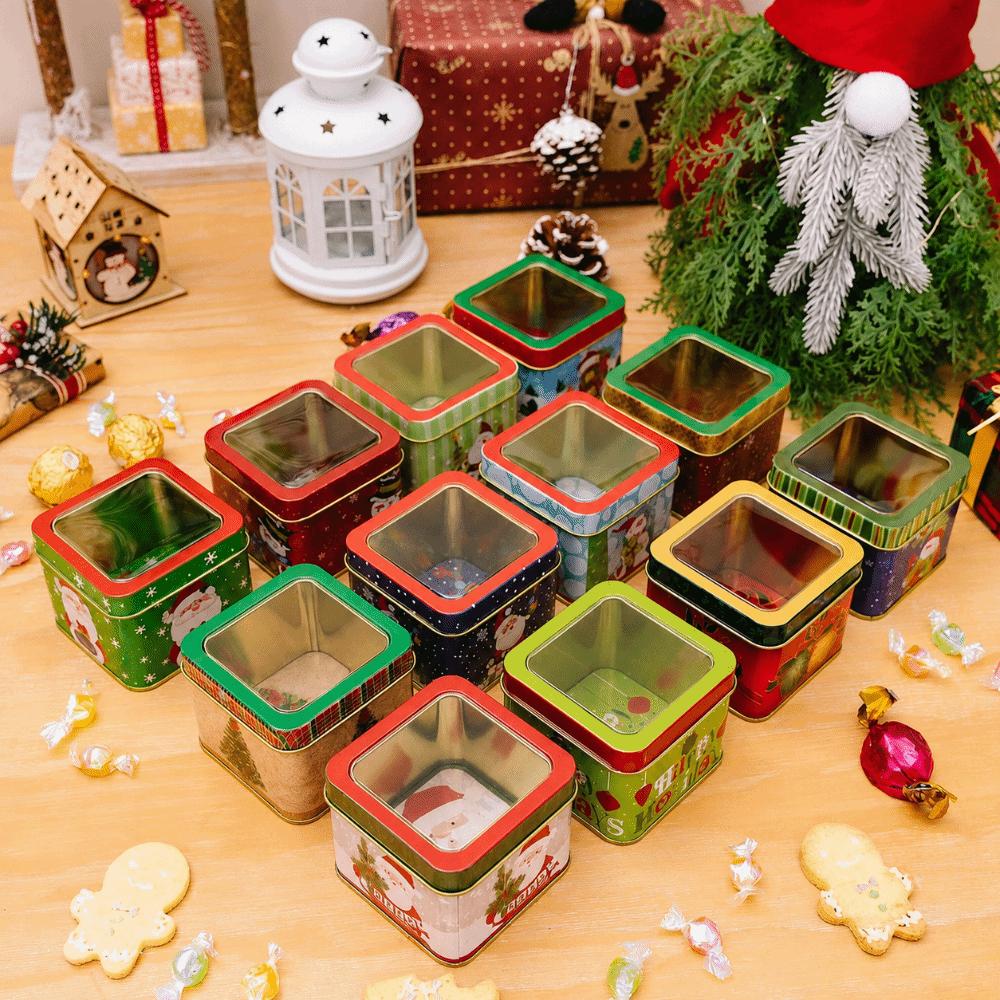 Cartoon Christmas Storage Box Stackable Jar Christmas Snowman Box Cookie Chocolate Tin  Celebration