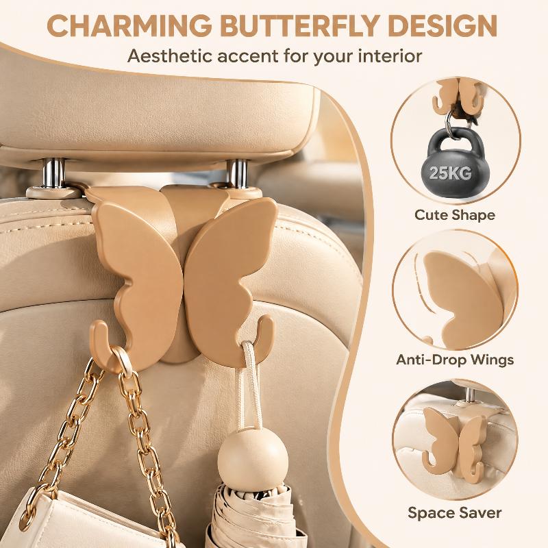 Butterfly Shaped Car Headrest Hooks Sturdy Build Easy Install For Hanging Bags Groceries Daily Trips