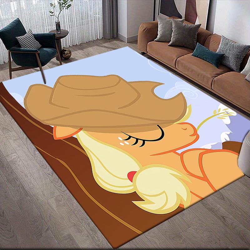 Applejack My Little Pony Home Sofa Decoration for Living Room & Bedroom, Non‑Slip Play Flannel Floor Mat for Game Room