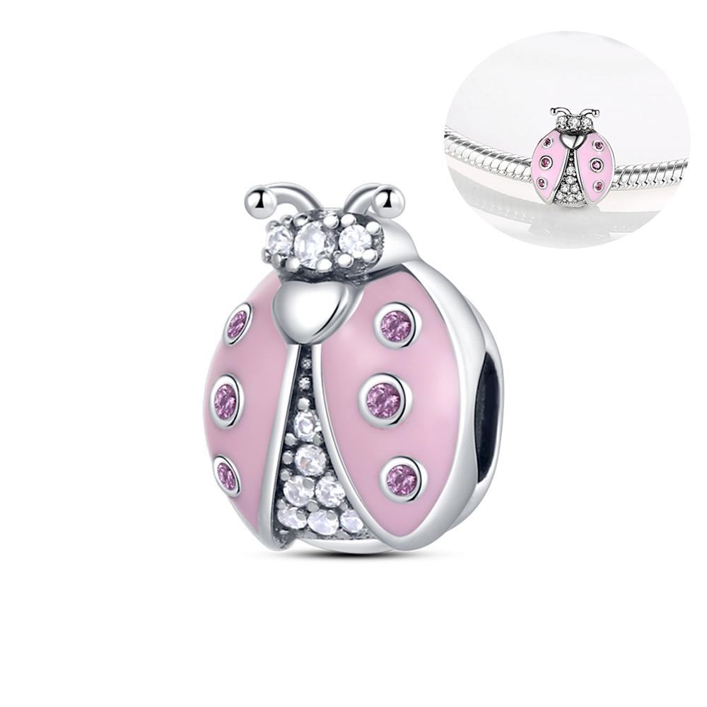 Copper Charms Pink Butterfly Perfume Beads Fit Original Bangle Charm Bracelet Fine Diy Women Jewelry Gift