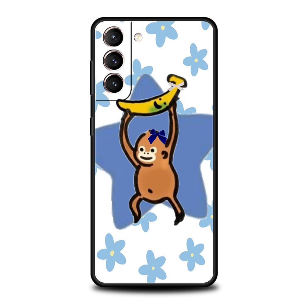 Affe Und Banane Handyhülle Cover für Samsung Galaxy S26 S25 S24 S23 S22 S20 S21 FE Ultra S25 Edge Plus 5G Weiche TPU Hülle Capas