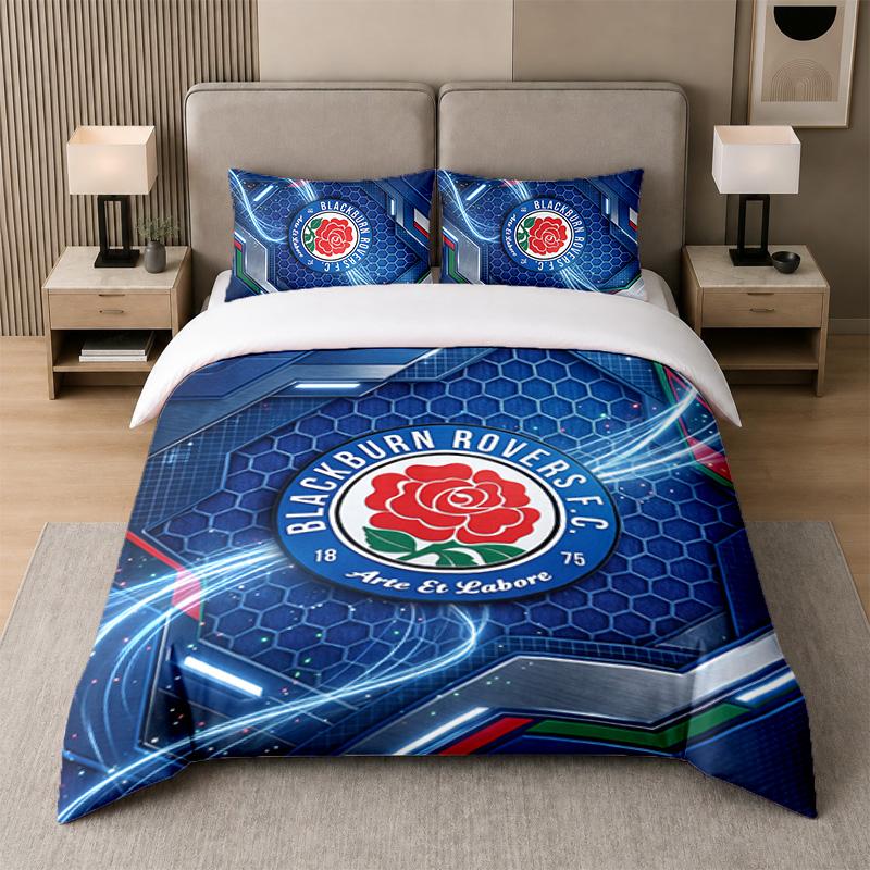 3Pcs Bedding SetBlackburn Rovers Football Soft Bed Sheet and Two Pillowcases Home Bedroom Decor