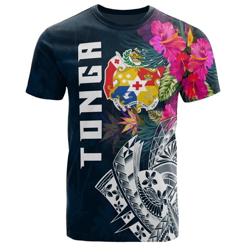T-shirt da uomo con grafica della bandiera di Tonga, T-shirt oversize stampate in 3D per uomo donna, Top alla moda a maniche corte, Sportswear Streetwear