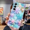 Foreign Trade Explosion Blue Small Fresh Snowflake Transparent Four Corners Anti-drop iPhone17Pro Summer Mobile Phone Case