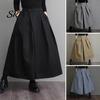 Comfortable Loose Fit Pants Women Pure Color Wide Leg Casual Trousers with Elastic Waist High Pleated Design Summer Leisure
