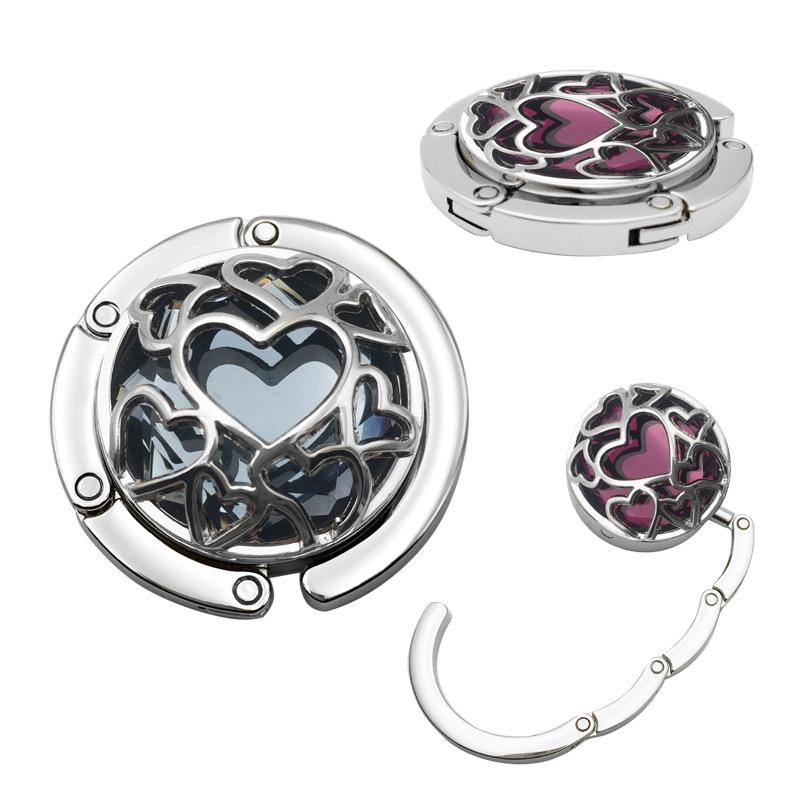Heart-Shaped Crystal Mesh Folding Bag Hook