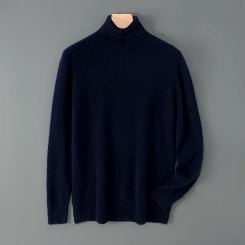 Men s High Collar Wool Knit Pullover for Winter – Thickened, Business Casual Warm Top M