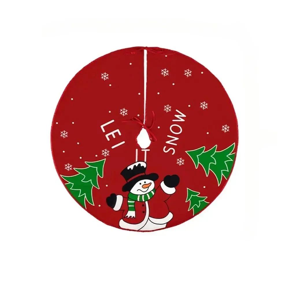 60/70/90cm Christmas Tree Skirt Red Christmas Tree Foot Cover Santa Claus Snowflake Christmas Tree Carpet Base Mat Decorations