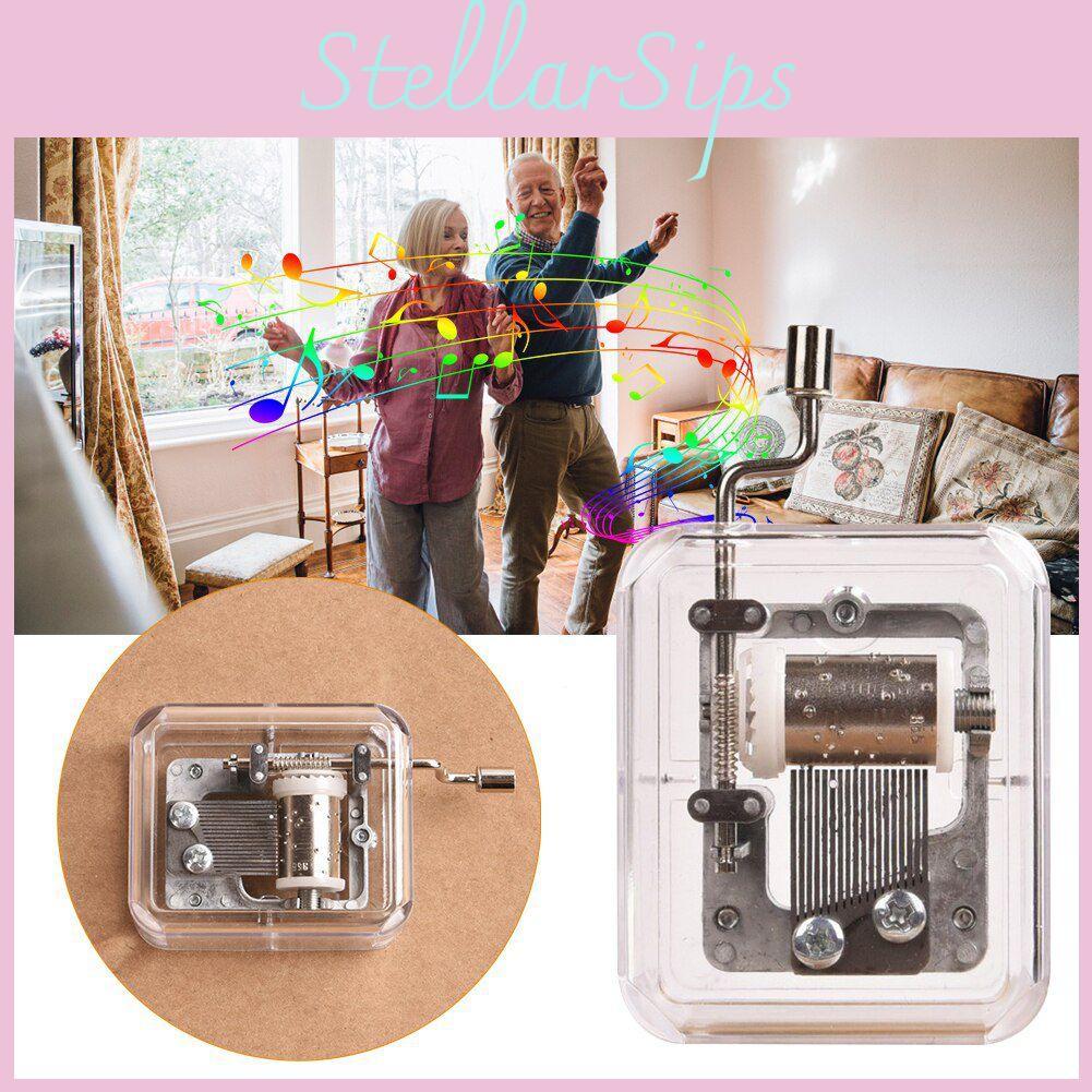 Adorable Hand Cranking Mini Music Box With Transparent Design For Christmas