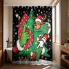 1pc Merry Christmas 67 Element Black Print Waterproof Shower Curtain Partition Privacy Hanging Curtain 12 Hooks Multiple Sizes