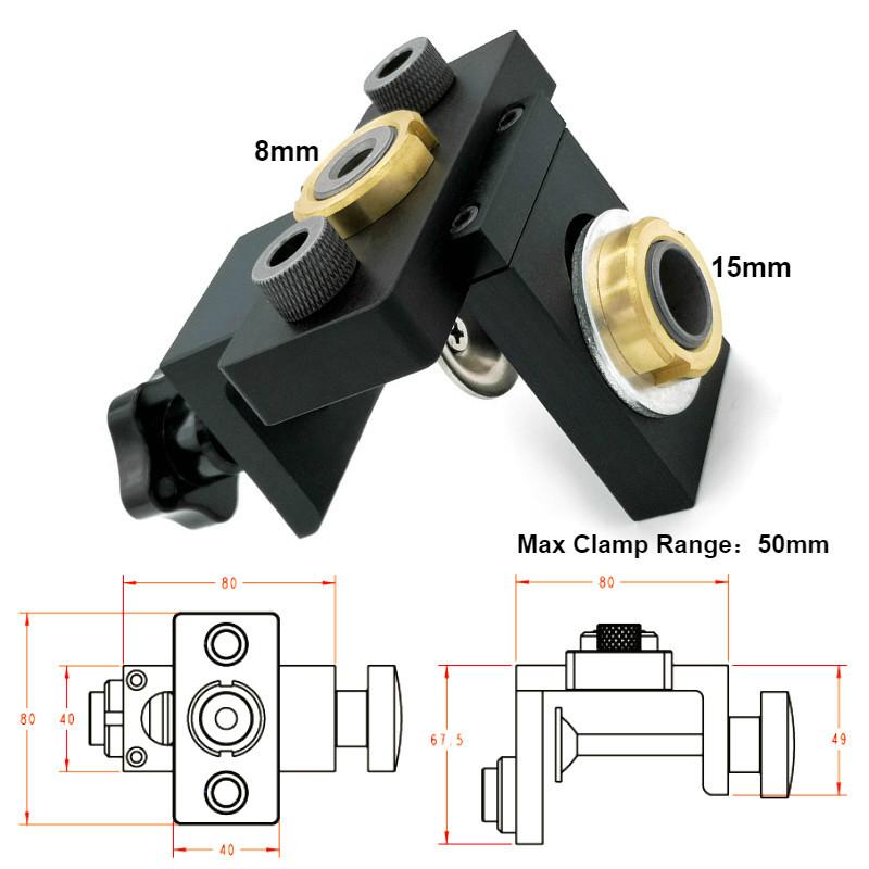 3 in 1 Adjustable Doweling Jig Woodworking Pocket Hole Jig With 8/15mm Drill Bit For Drilling Guide Locator Puncher Tools