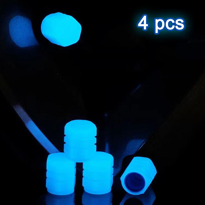 4/8PCS Colorful Luminous Tyre Valve Caps Fluorescent Night Caps Motorcycle Bike Night Glowing Cap Decor Nozzles Tyre Accessories