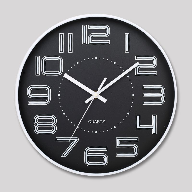 12 Inch 30CM Silent Wall Clock, Creative and Fashionable, Three-dimensional Digital Minimalist Clock for Home Living Room