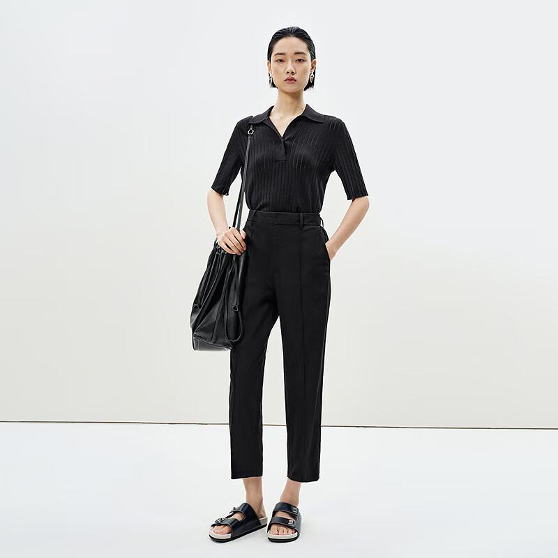 LESS 2025 Summer Tapered Cotton Blend Ankle Pants