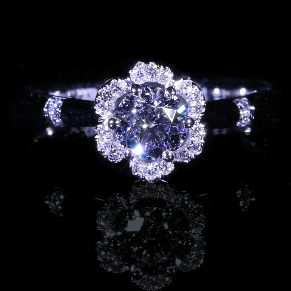 Open Ring 2CT Moissanite Engagement Ring for Women Pt950 Plated Simulated Diamond Promise Band adjustable