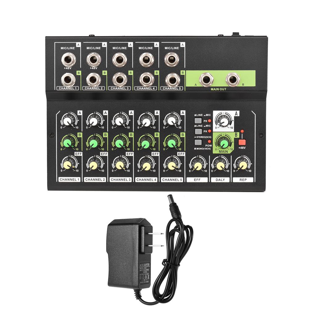 10-kanaals mengpaneel Digitale audiomixer Stereomicrofoon/lijnmixer met reverb en 48V fantoomvoeding