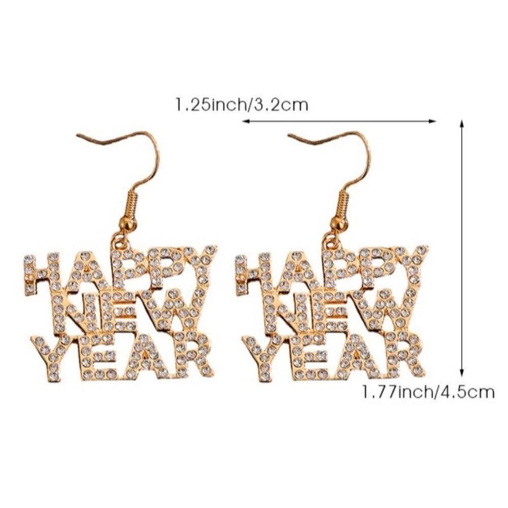 Happy New Year Letter Happy New Year Earrings Elegant Stud Earrings Letter Earrings Travel