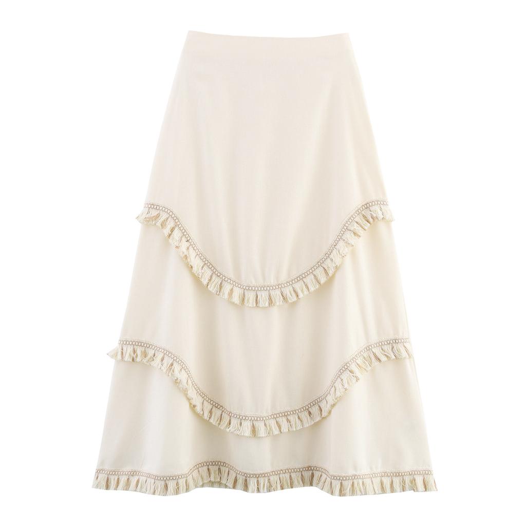 European and American French Women's Fashion Holiday Style Fringed Decorative Suspender Skirt Two-piece Set