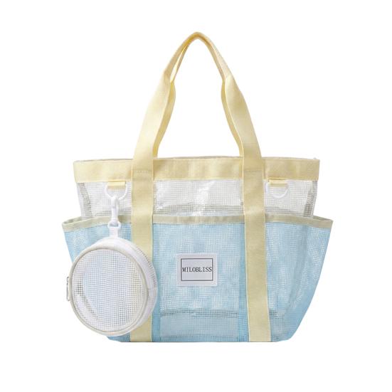 Large Mesh Beach Tote Bag, Family Beach Bag for Toys & Vacation Essentials, Quick Drying Sand-proof Waterproof Storage Pouch