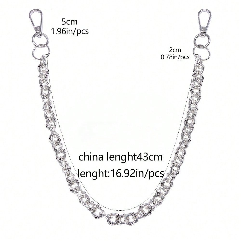 European and American Exaggerated Skull Pants Chain for Men, High-end Hip-hop Niche Jeans Hanging Chain Waist Chain