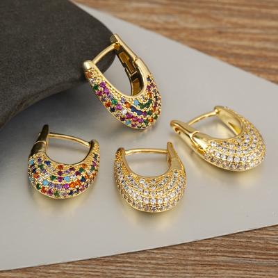 Nidin New Popular Copper Cubic Zirconia Hoop Earrings For Women Female Elegant Aesthetic Ear Jewelry Birthday Party Gifts