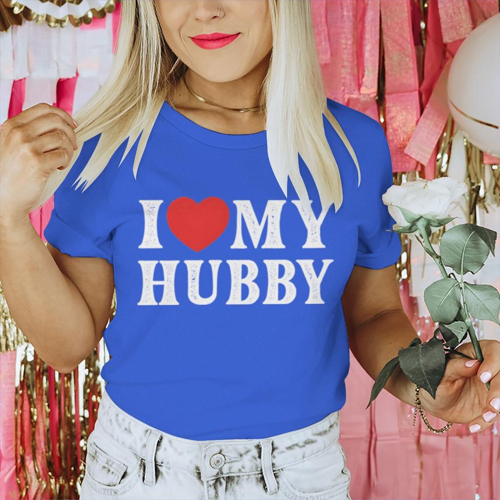 I Love My WifeI Love Hubby Print Couple T Shirt Men Women Valentines Day Gifts Tshirts Fun Short Sleeve LoversMatching Tshirt