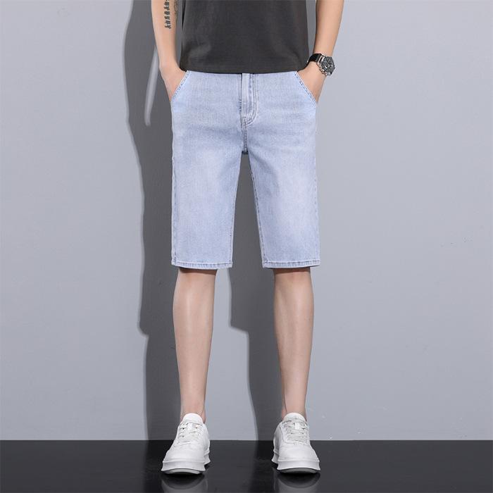 New Summer Men's Denim Cropped Pants Casual Shorts High Waist Mid-trousers