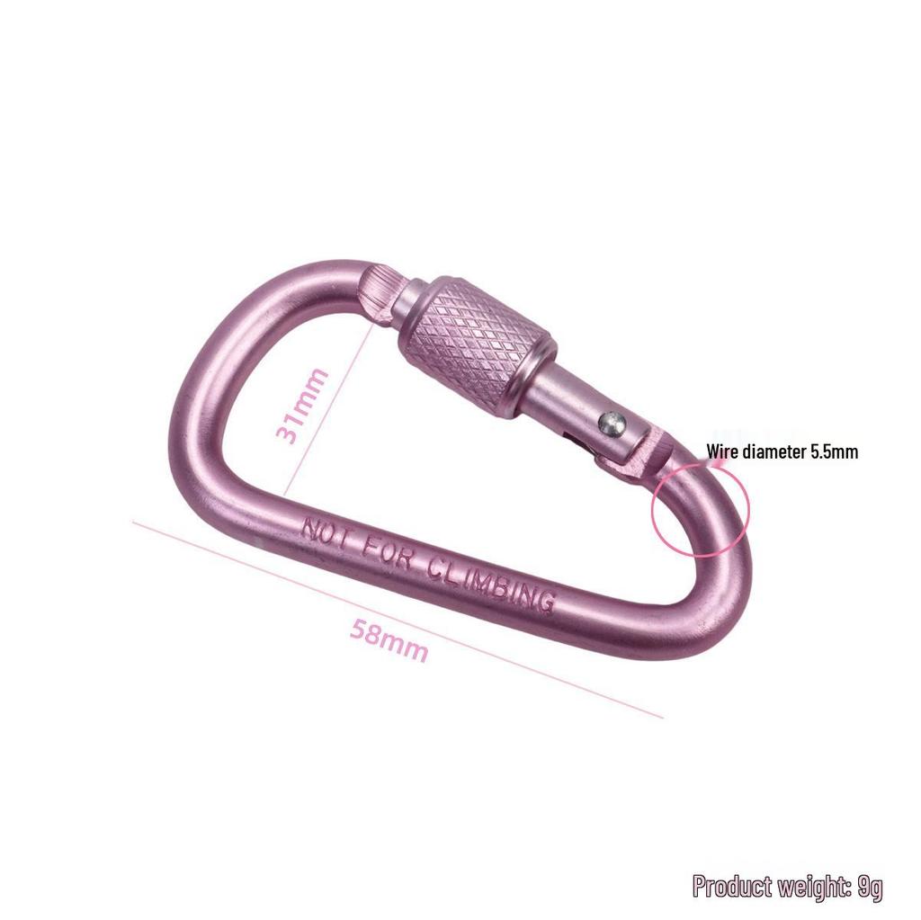 Outdoor Aluminum Alloy D-Shaped Carabiner Quickdraw No. 6 with Locking Keyring Backpack Buckle Wind Rope Clip