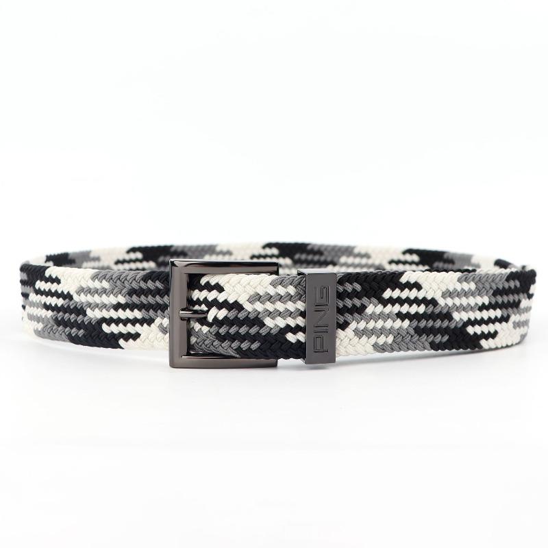 Men s belt - no-drill pin buckle nylon braided belt - elastic stretch casual canvas belt 100~130cm чёрный