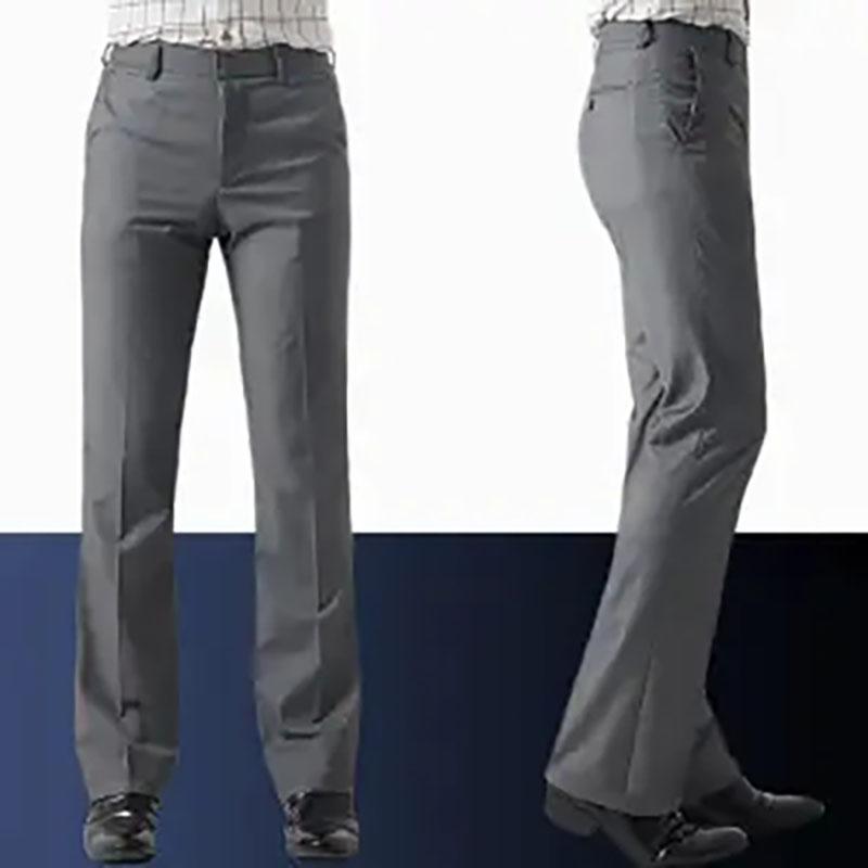 DC-HOME-3 Heren Lente en Zomer Slim Fit Bell Bottom Broek Vintage Bell-bottoms Flare Formele Kleding Broek Casual Wijde Pijpen Broeken 29 grijs