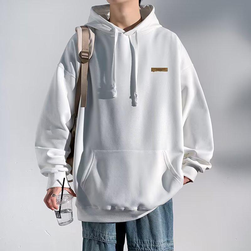 

Men s Black Hooded Sweatshirt - Trendy, Heavy Jacket for Autumn/Winter 2023, Long Sleeve, Loose Fit 2XL білий