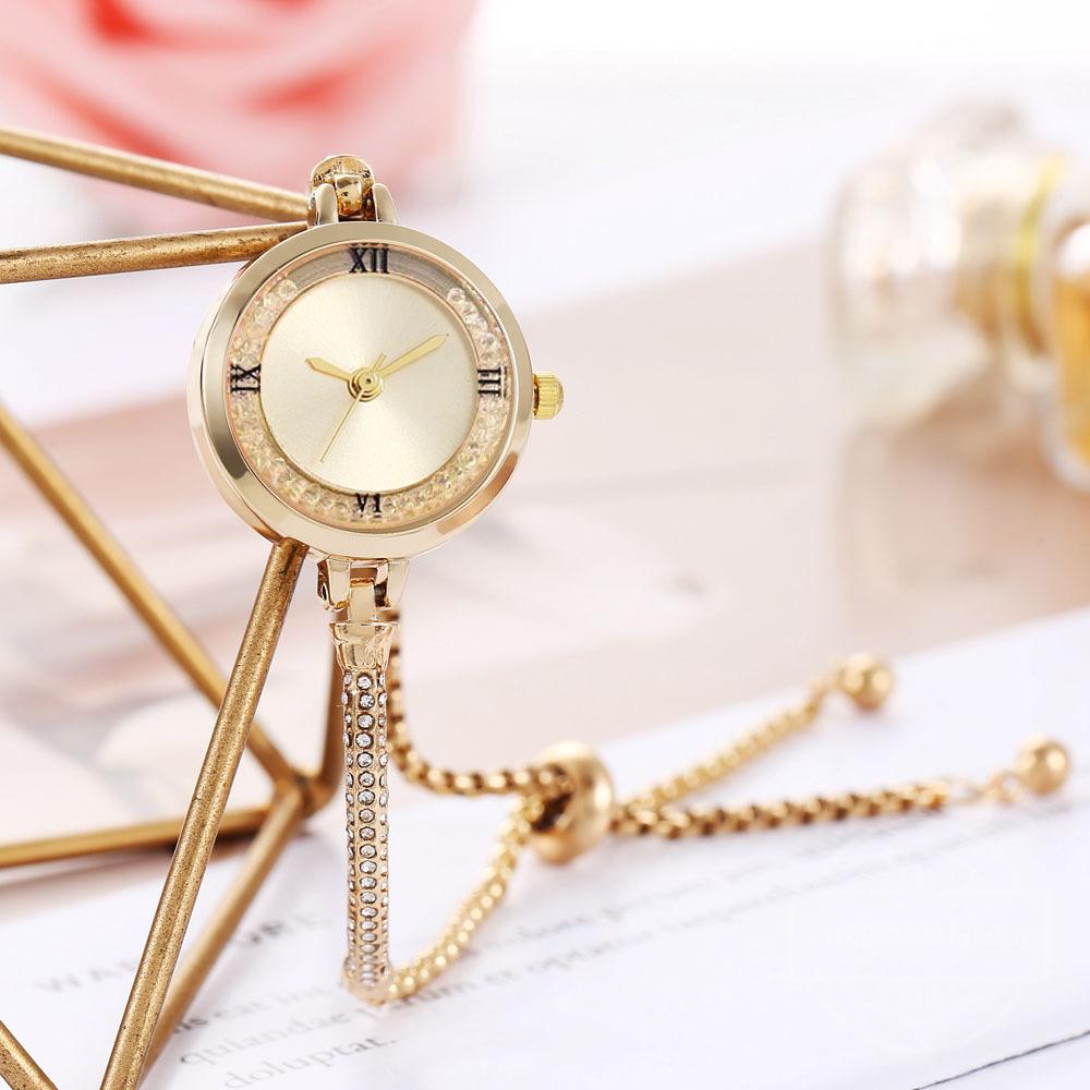 Fashion Women's Wristwatch Gold Bracelet Small Dial Elegant Watch New Cute Women Steel Bracelet Watch Quartz Wristwatch