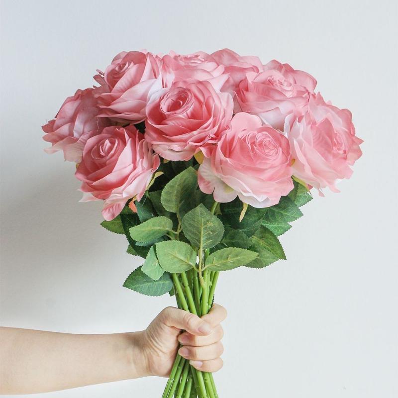 5/10Pcs Rose Artificial Flowers Bouquet for Home Room Decor Wedding Decoration Fake Flowers Valentine Day Gift DIY Vase Ornament