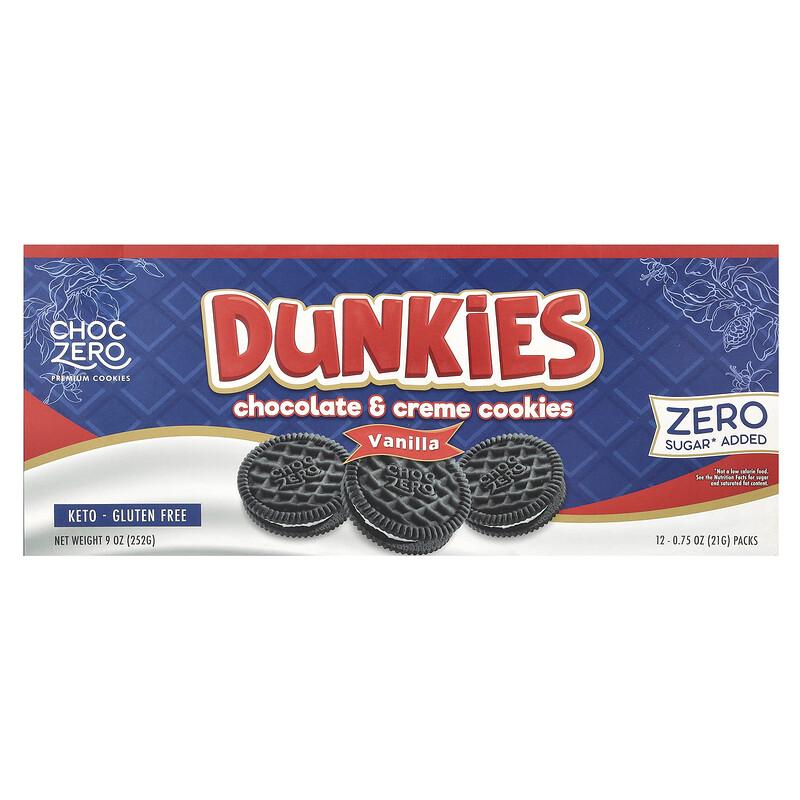 Dunkies, Biscuits Chocolat & Crème, Vanille, 12 Paquets, 0,75 oz (21 grammes) Chaque