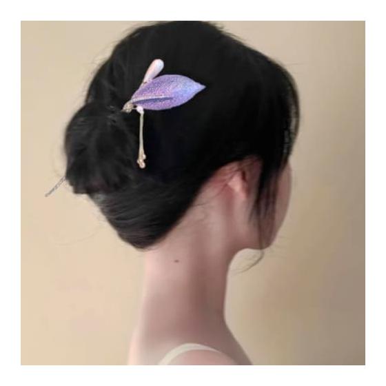 Unomarl Kanzashi Hair Stick - Silver Leaf Design, Hair Accessory for Kimono and Dresses, Dangle Chain Hairpin