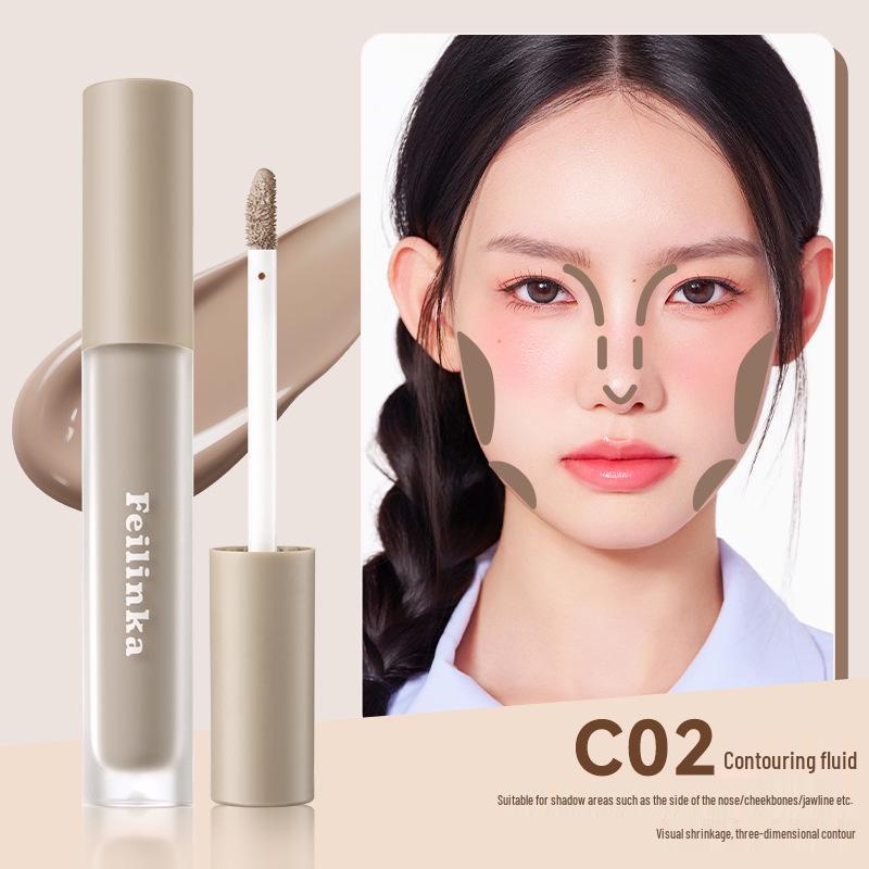 Feilin Ka 3D Seamless Contour Stick: Light & Shadow Liquid for Natural Nose Highlight and Side Shadow.