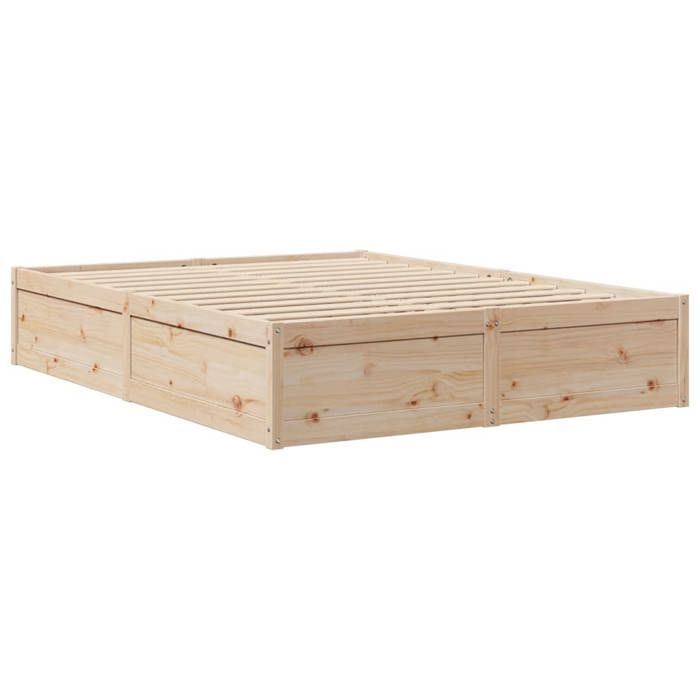 VidaXL Cadre de lit 140x190 cm bois de pin massif, meuble de chambre à coucher, sommier, lit en bois, lit, lit double, cadre 3282381