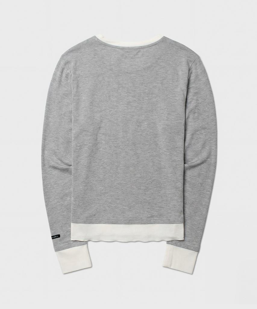 Maseumaluljeueopaeleol Mash Layered Henry Neck Top_Melange Gray