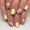 24 Pcs Sweet Flowers Stick on Nail Yellow Artificial Nail Short Square False Nail Glossy Press On Nail for Woman Girls