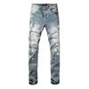 American Street Casual Style Graffiti Jeans Men's Trendy Brand Elastic Slim Fit Small Feet Thin Fashion Versatile Trousers
