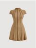 European and American Women's Clothing New Slim-fit Summer Short-sleeved A-shaped Skirt Pullover Round Neck Small Pit Strip Slim-fit Dress