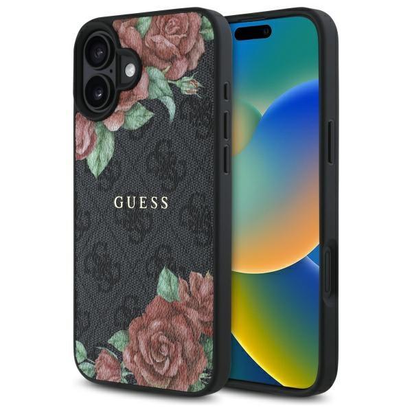 Guess Guhmp16Sp4Ropemck Iphone 16 6.1   Czarny/Black Hardcase 4G Flowers Print Magsafe