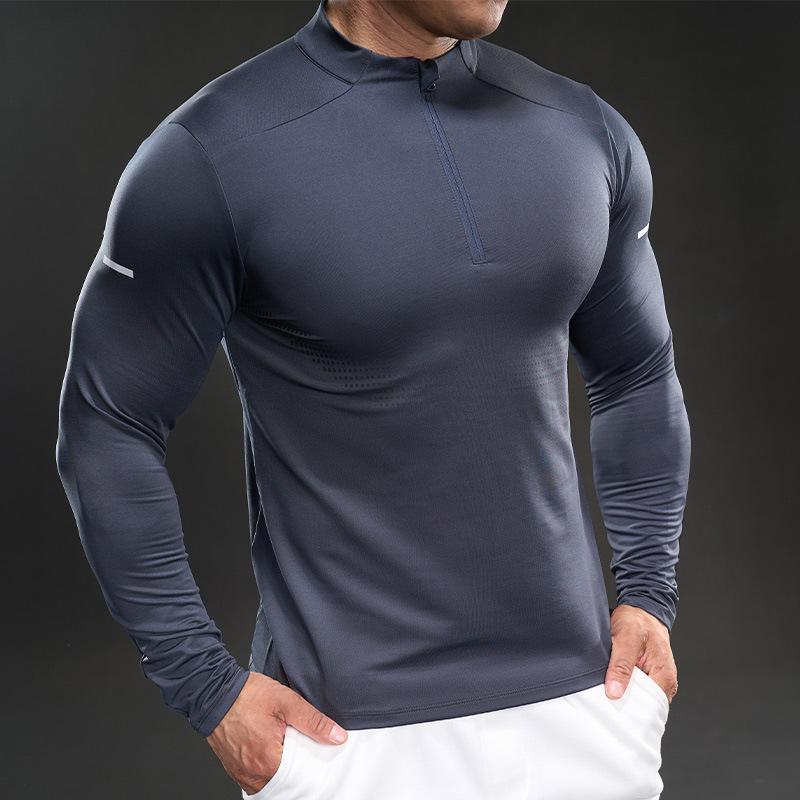 New Quick-dry Ice Silk Long-sleeved T-shirt Men's Casual Sports Fitness Outdoor T-shirt Top