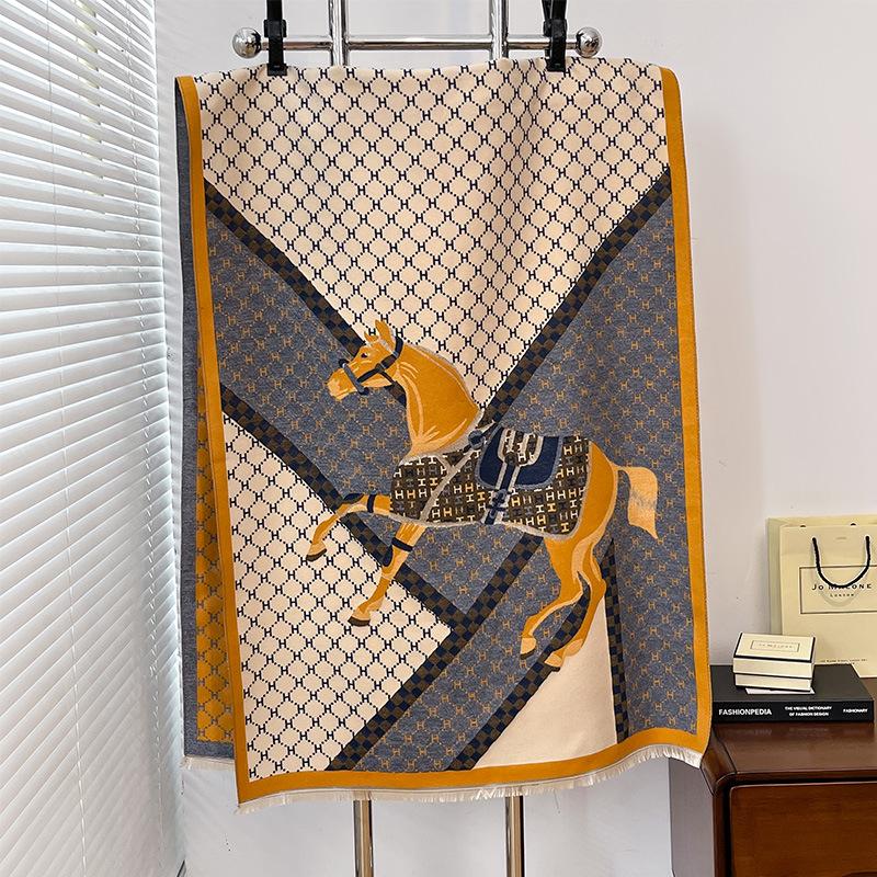 Autumn And Winter Women'S Imitation Cashmere Thermal Scarf Animal H Carriage Elegant Thermal Air Conditioner Shawl Scarf