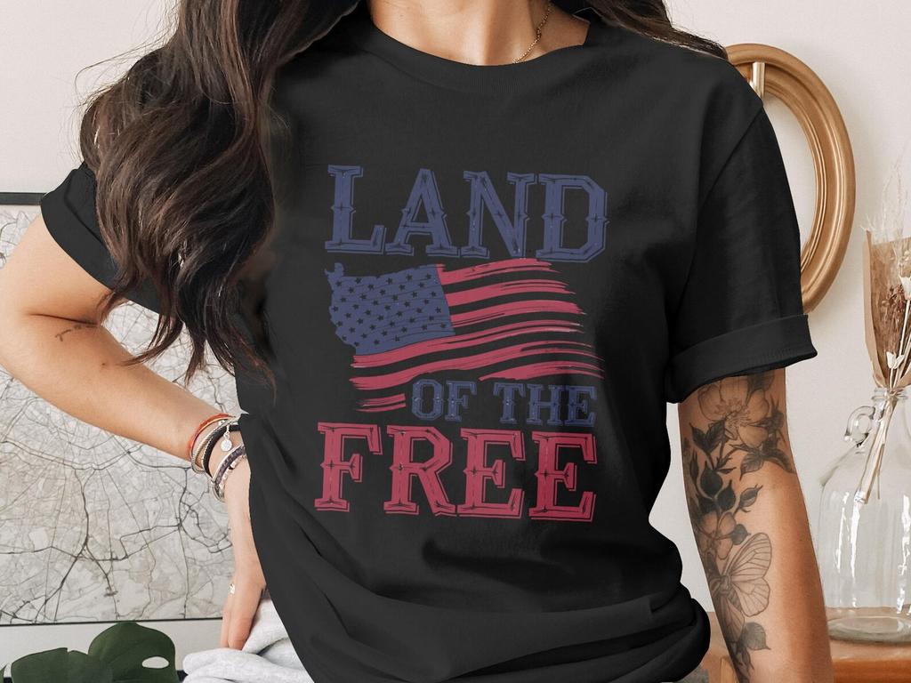 Land of the Free T-Shirt, Patriotic American Flag Shirt, USA Independence Day Tee, Distressed Vintage Patriotic Top, 4th of July Gift