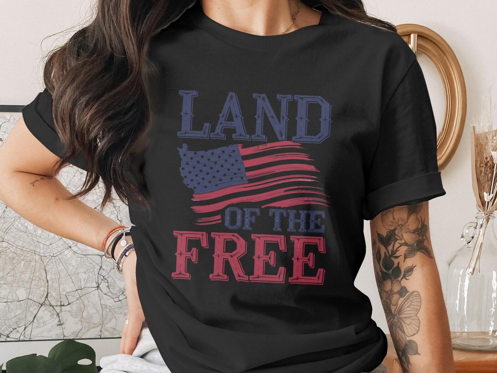 Land of the Free T-Shirt, Patriotic American Flag Shirt, USA Independence Day Tee, Distressed Vintage Patriotic Top, 4th of July Gift S