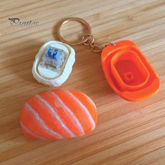 Keychain Pendant, Simulated Salmon Sushi Stress Relief Toy with Hanging Food Texture Chain, 3D Printed Ornament for Backpack School Bag Charm