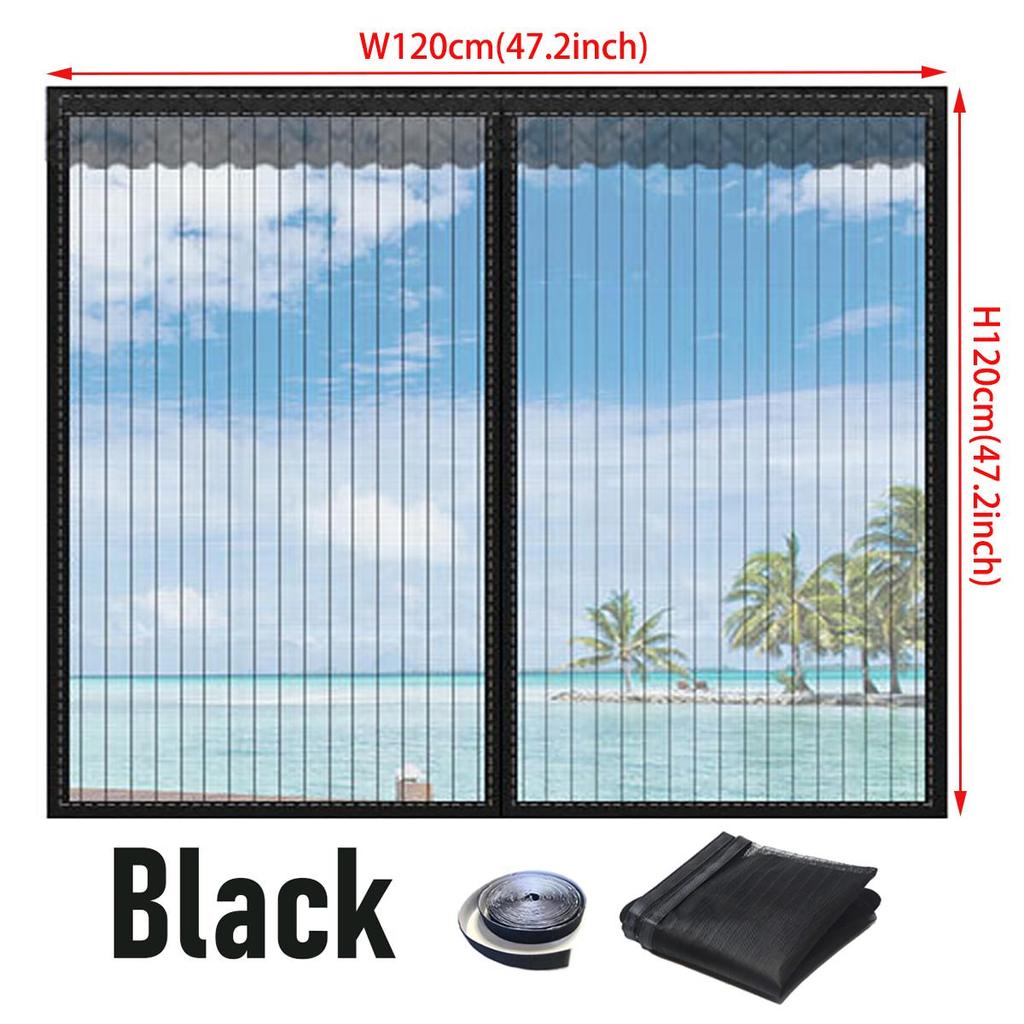 Magnetic Window Screen, Screen Door Mesh Window Screen Curtain, Magnetic Closing Door Screen To Keep Bugs Out, Black