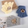 Bear Cartoon Pattern Gloves Rabbit Knitted Mittens Thicken Baby Fluffy Gloves  Kids