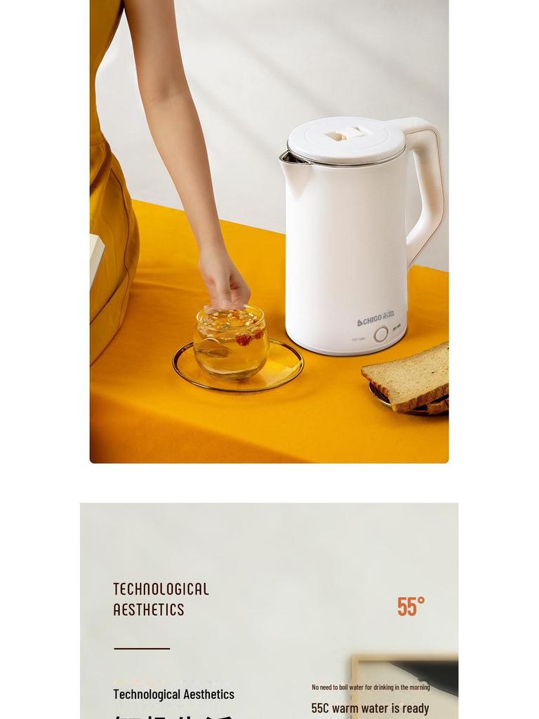 Originaler 2,5-Liter-Wasserkocher mit Wärmespeicherung, Verbrühungsschutz und Trockenbrandschutz.